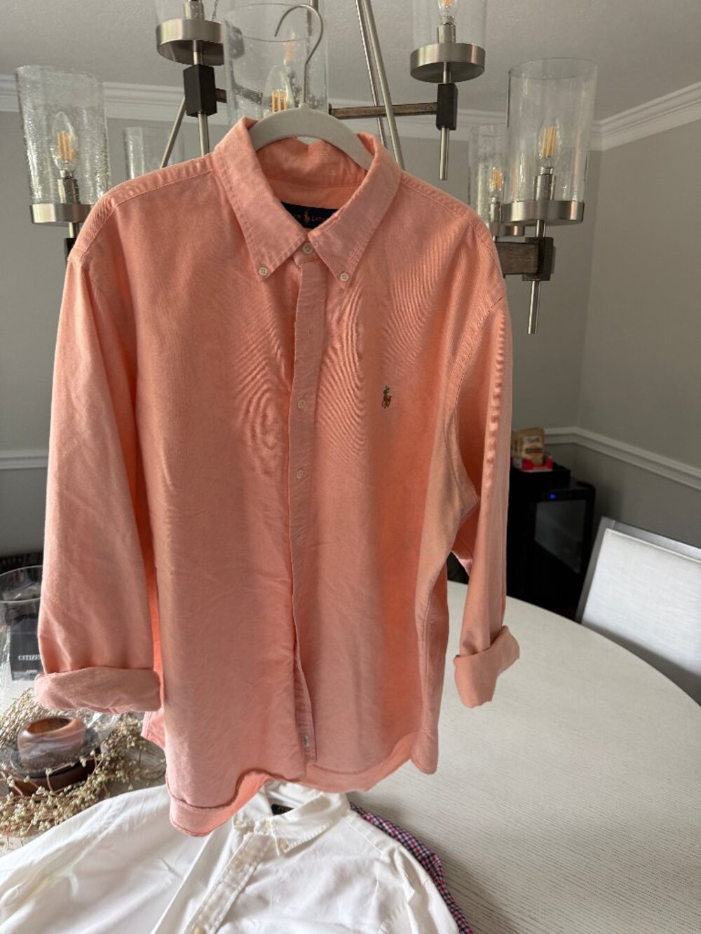 Polo Ralph Lauren Men's Peach Oxford Button-Down Shirt XL Long Sleeve